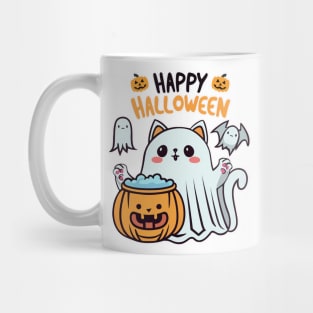 Kawaii ghost cat halloween day Mug